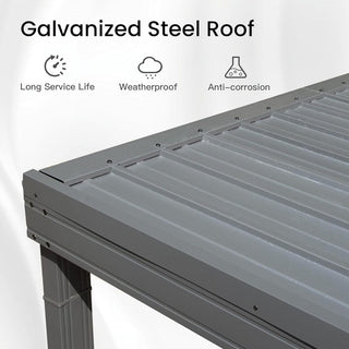 10X10 FT Lean to Gazebo, Wall Mounted Gazebos Pergola with Built in Drainage System, Galvanized Steel Roof