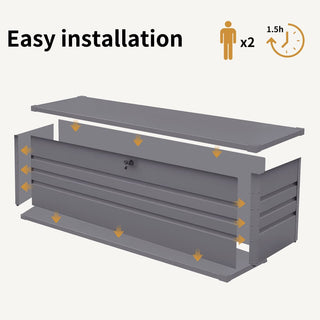 260 Gallon Waterproof Metal Outdoor Deck Box – Extra Large Patio Storage Chest with Lockable Lid for Cushions, Pool Supplies & Garden Tools (Light Gray)