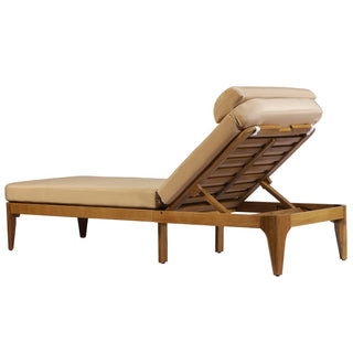 Outdoor Wood Chaise Lounge Chair, Adjustable Patio Recliner with Multi-Position Backrest, Sun Lounger for Poolside, Deck & Garden