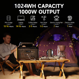300W/1000W Portable Power Station with 100W/200W Solar Panel for Outdoor Camping, Home Backup & Emergency Use