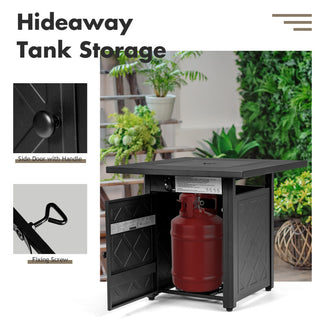 28 Inch Propane 50,000 BTU Patio Square Gas Fireplace with Lava Rock