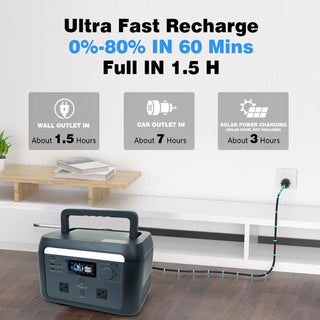 1000W Portable Power Station, 614Wh Solar Generator with 120V AC Outlet for Camping, RV & Emergency Backup