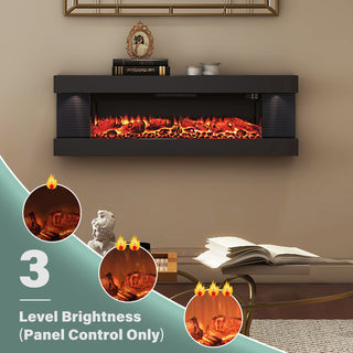 Stylish Electric Fireplace with Suspended LED Light (50"/60")