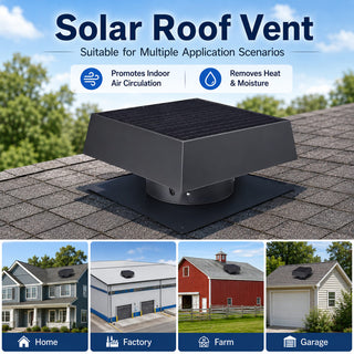 12-Inch Flush-Mount Solar Attic Exhaust Fan, 35W Dual-Power Ventilator with 1200 CFM, 3-Speed Remote & 25°C Auto Start