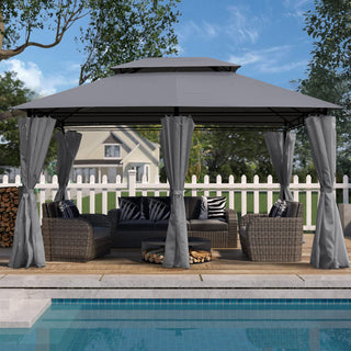 13x10 Outdoor Patio Gazebo Canopy Tent with Ventilated Double Roof & Detachable Sidewalls
