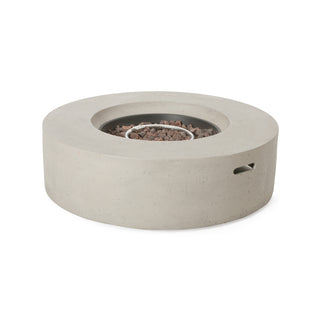 Outdoor 50,000 BTU Round MgO Concrete Propane Fire Pit, Light Gray/Dark Gray  (Tank Cover not Included)
