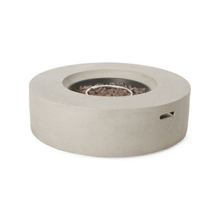 Outdoor 50,000 BTU Round MgO Concrete Propane Fire Pit, Light Gray/Dark Gray  (Tank Cover not Included)