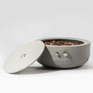 24" Propane Gas Fire Pit Bowl, 50000 BTU Round Steel Fire Pit for Outside Patio Deck Garden Backyard- Grey