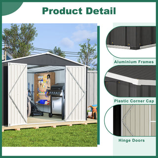 10x12 FT Metal Outdoor Storage Shed – Large Steel Garden Tool Shed with Lockable Doors for Backyard