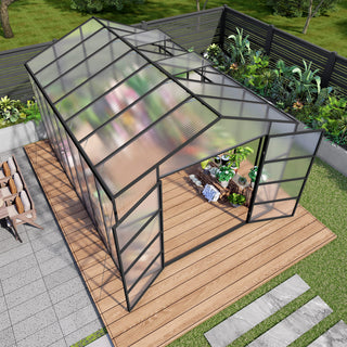 New-Design Walk-In Polycarbonate Greenhouse with Heavy-Duty Aluminum Frame – All-Season Garden & Backyard Greenhouse