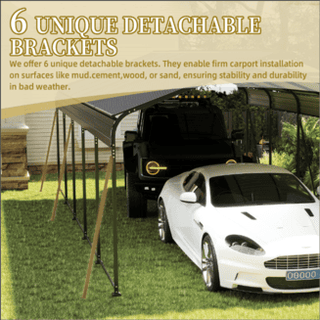 13 x 26.5 ft carport, 0.25mm thick, with protective film to prevent scratching, 2 pairs of adhesive gloves, 3 hooks, 12 expansion screws, 6 fixed iron pieces,versatile space