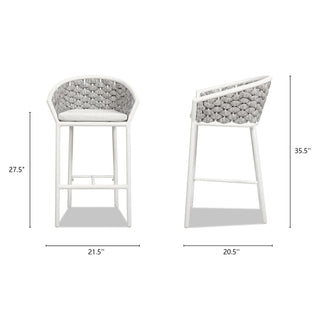 27.5" Rope Barrel Low Back Patio Counter Stool, Set of 2