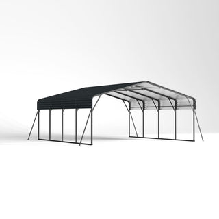 Metal Carport Heavy Duty with Galvanized Steel Roof, Outdoor Garage Car Shelter Shade for 2 Cars, Boats and Truck
