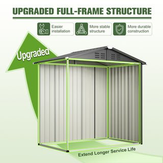 6FT x 4FT Metal Outdoor Storage Shed, Steel Garden Tool Shed for Backyard, Patio & Lawn Storage