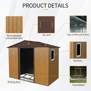 8X4 FT Outdoor Metal Storage Shed with Window and Metal Foundation for Backyard, Patio, Lawn