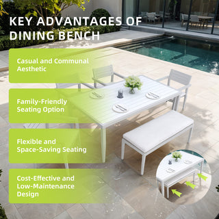 6-Piece Outdoor Patio Dining Set – 4 Chairs, 1 Bench & Rectangular Table with Sunbrella® Cushions