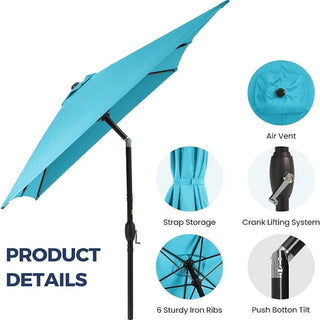 6.5X10 FT Rectangular Patio Umbrella with Crank, Tilt, Polyester UV-Resistant Without base