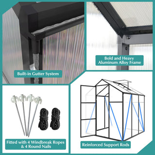 Walk-In Polycarbonate Greenhouse with Raised Base & Anchor Kit – Heavy-Duty Aluminum Greenhouse for Outdoor Backyard, All Seasons