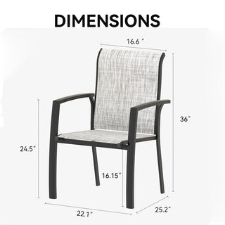 2-Piece Outdoor Patio Chairs – All-Weather Metal Dining Chairs for Garden & Poolside, Black or Cream Frame