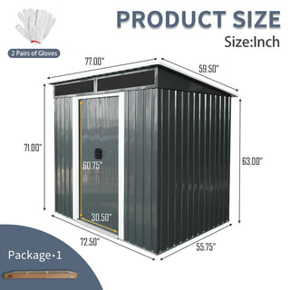 Outdoor Metal Storage Shed 6X5 FT with Window & Skylight Panel, Waterproof Tool Storage for Lawn & Patio