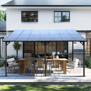 Outdoor Pergola Gazebo,Wall-Mounted Lean to Metal Awning Gazebo with Roof,Large Heavy Duty for Patio,Decks,Backyard