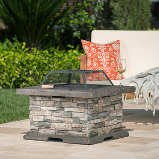 28" Square MGO Propane Fire Pit, Outdoor Gas Fire Table for Patio & Backyard
