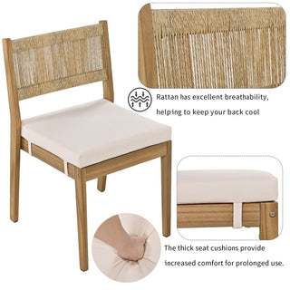 Outdoor Acacia Wood Dining Set – Patio Table & Chairs with Thick Cushions for Balcony, Garden & Backyard
