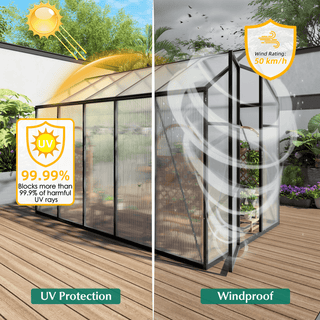 Walk-In Polycarbonate Greenhouse with Raised Base & Anchor Kit – Heavy-Duty Aluminum Greenhouse for Outdoor Backyard, All Seasons