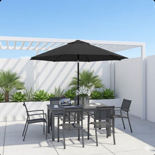 7.5 Ft Black Market Umbrella with Crank Lift & Tilt. UV-Resistant Canopy for Pool, Backyard & Patio Without base