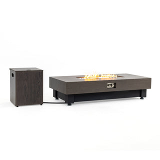 60-INCH FIRE PIT TABLE,Wood Outdoor Gas Fire Pit Table with Rain cover,Rectangular Heater for Patio, Backyard, Deck, Outdoor Modern Patio Fire Pit