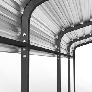 10x15/12x20 FT Heavy Duty Metal Carport with Galvanized Steel Roof and Reinforced Base for Cars, Boats & Trucks