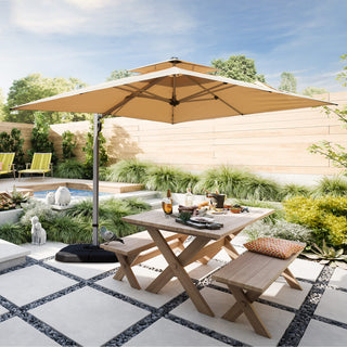 Aluminum Cantilever Patio Umbrella with Tilt Function – Outdoor Offset Market Umbrella for Backyard, Deck & Pool (Base Not Included)