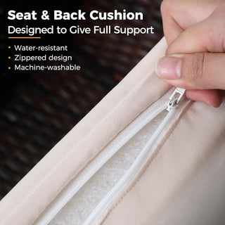 67.7" All-Weather Wicker 3-Seat Patio Sofa with Thick Blue/Biege/Gray/Black Cushions & Black Frame