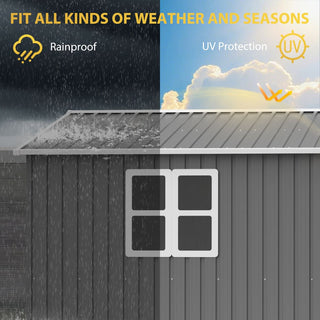 12 x 10 FT Outdoor Metal Storage Shed, Heavy-Duty Waterproof Steel Garden Tool Shed with Lockable Doors for Backyard, Patio & Lawn Storage