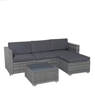 5-Piece All-Weather Wicker Patio Conversation Set With  Cushions and Glass Table