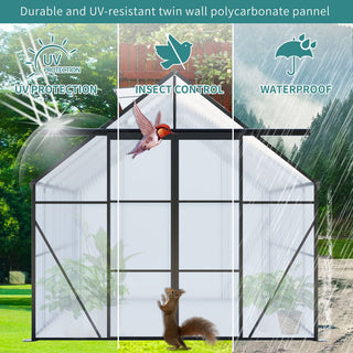 Double Door Polycarbonate Greenhouse Raised Base and Anchor Aluminum Heavy Duty Walk-in Greenhouses for Outdoor Backyard in All Season