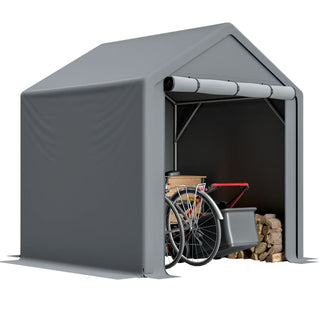 8x8 / 6x6 FT Multi-Purpose Outdoor Storage Shelter with Roll-Up Doors, Waterproof & UV-Resistant Portable Canopy for Garden, Tools & Equipment