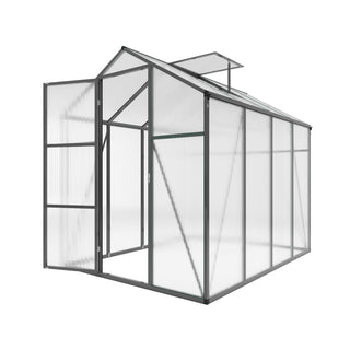 Walk-In Polycarbonate Greenhouse with Raised Base & Anchor Kit – Heavy-Duty Aluminum Greenhouse for Outdoor Backyard, All Seasons