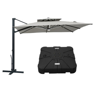 10FT Aluminum Cantilever Patio Umbrella with Removable LED Light Strips for Outdoor Shade