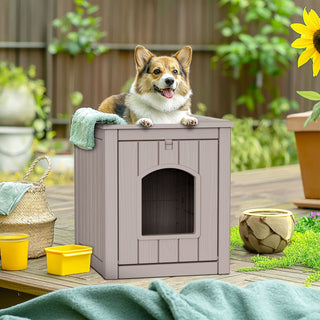 Dog House for Small to Large Sized Dogs, Outdoor and Indoor Doghouse with Durable Weatherproof Resin, Multi-Functional Pet House(Black, Medium)