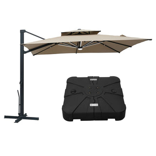 10FT Aluminum Cantilever Patio Umbrella with Removable LED Light Strips for Outdoor Shade