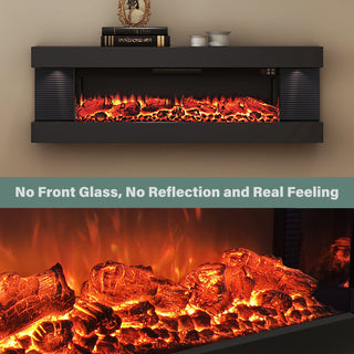 Stylish Electric Fireplace with Suspended LED Light (50"/60")