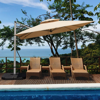Aluminum Cantilever Patio Umbrella with Tilt Function – Outdoor Offset Market Umbrella for Backyard, Deck & Pool (Base Not Included)