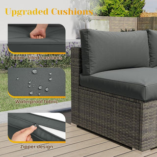 5-Piece All-Weather Wicker Patio Conversation Set With  Cushions and Glass Table