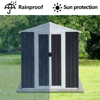 5 x 3 FT Outdoor Storage Shed with Aluminum Alloy Frame & Base, Dark Grey Metal Garden Shed for Patio, Backyard & Tool Storage