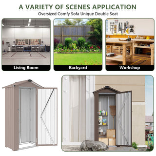 Small Metal Garden Storage Shed, Waterproof Galvanized Steel Tool Shed with Lockable Door