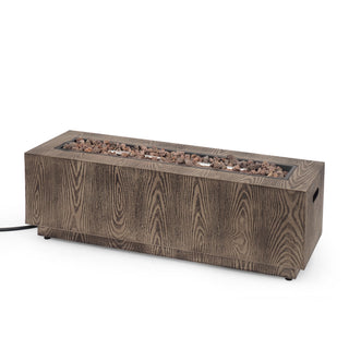 48" Outdoor 50,000 BTU Rectangular Iron Propane Fire Pit, Wood-Looking (Tank Cover not Included)