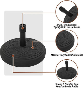 26 lbs. Round Water Filled Patio Umbrella Base in Black
