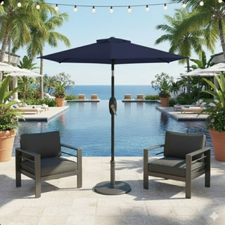 7.5 Ft Black Market Umbrella with Crank Lift & Tilt. UV-Resistant Canopy for Pool, Backyard & Patio Without base