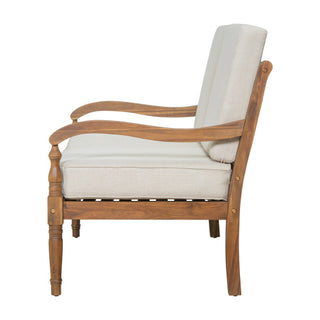 2-Piece Outdoor Acacia Wood Sofa Seating Group with Cushions – Natural & Beige